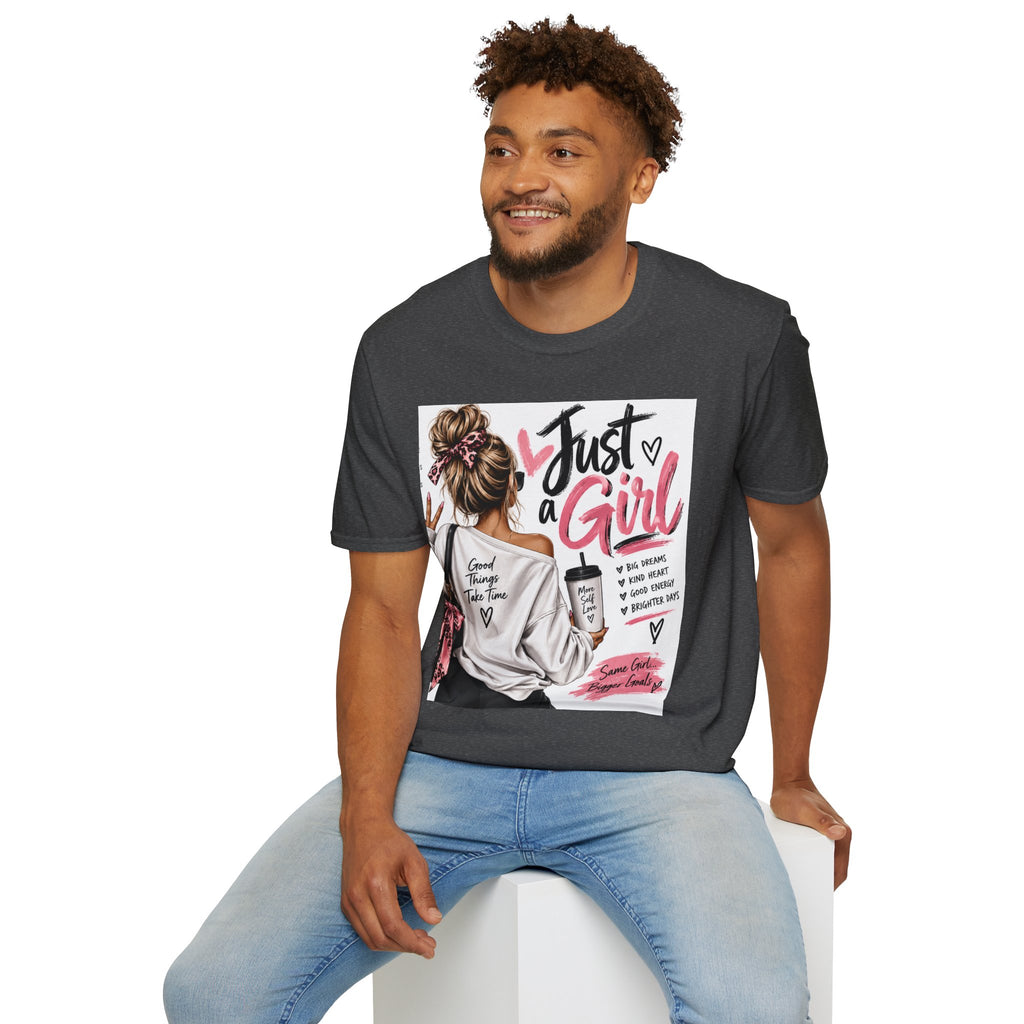 Just a Girl Graphic Tee — Casual Feminine Statement T-Shirt