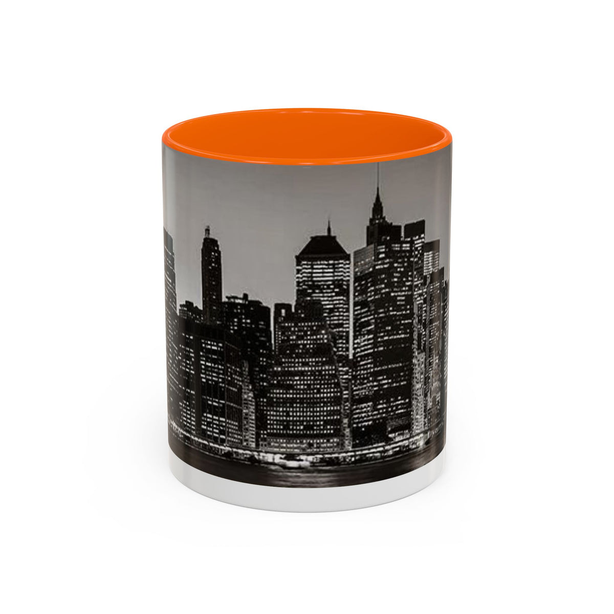 New York City Skyline Accent Coffee Mug — Black & White Cityscape, 11/15oz