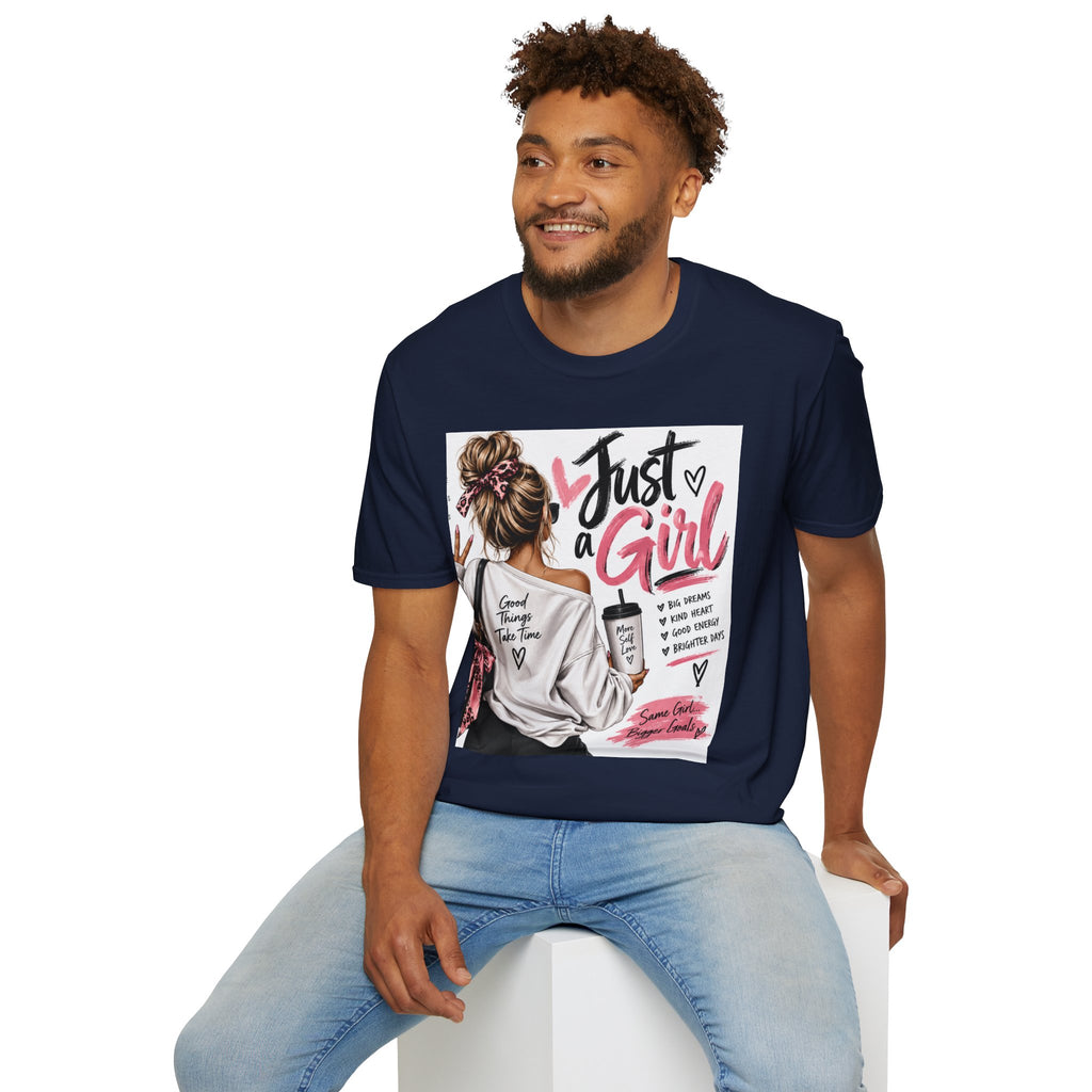 Just a Girl Graphic Tee — Casual Feminine Statement T-Shirt